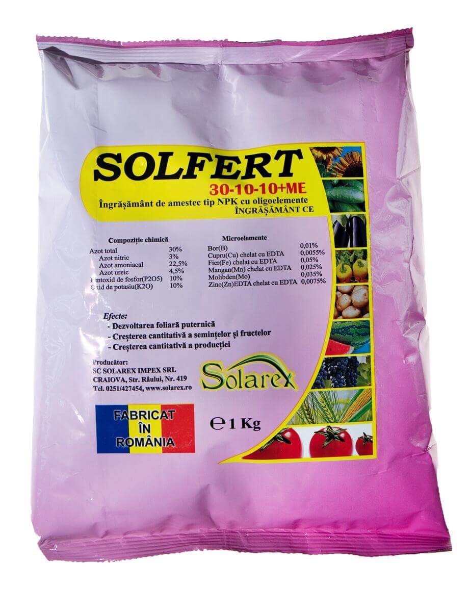 Ingrasamant Solfert 30-10-10 cu azot mult pentru crestere foliara