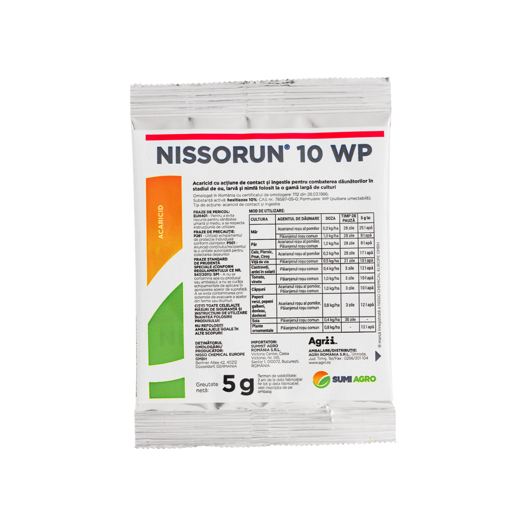 Acaricid Nissorun 10 WP (5g / 50g) - Combatere acarieni și păianjen roșu