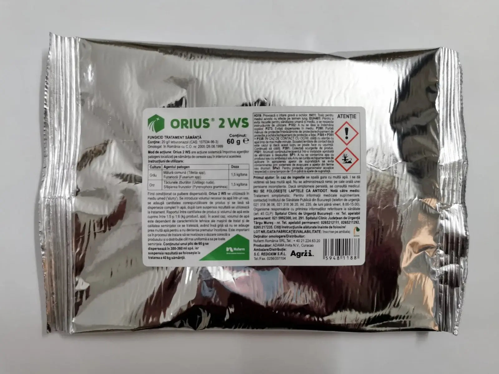 Fungicid Orius 2 WS - Tratament sămânță cereale (Tebuconazol 2%)